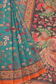 Blue Kalamkari Print Malai Cotton Saree