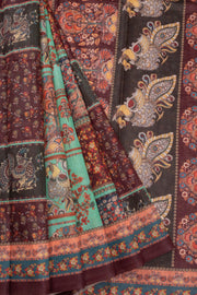 Brown Kalamkari Print Malai Cotton Saree