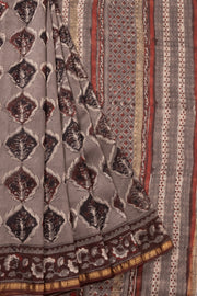 Grey Jahota Printed Silk Cotton Saree 10072954