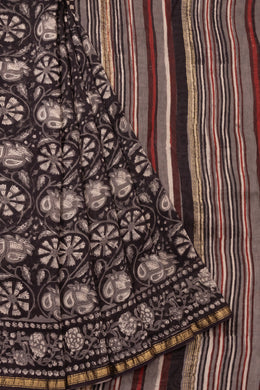 Grey Jahota Printed Silk Cotton Saree 10072955