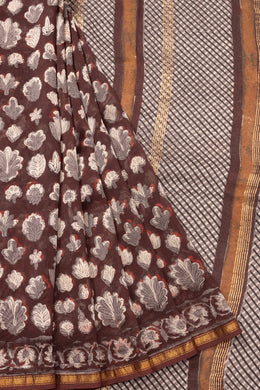 Maroon Jahota Printed Silk Cotton Saree 10072957