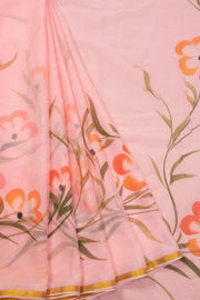 Peach Hand Painted Chiffon Saree 10073504