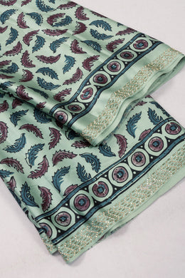 Green Ethnic Printed Stone Work Modal Silk Saree 10073733