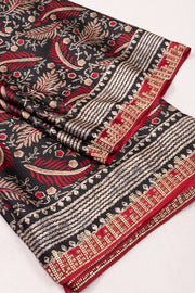 Black Ethnic Printed Stone Work Modal Silk Saree 10073734