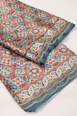 Blue Ethnic Printed Stone Work Modal Silk Saree 10073735