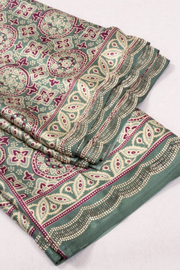 Green Ethnic Printed Stone Work Modal Silk Saree 10073736