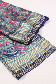 Blue Ethnic Printed Stone Work Modal Silk Saree 10073737
