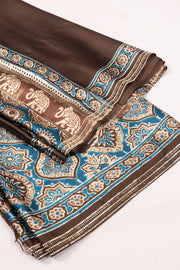 Brown Ethnic Printed Stone Work Modal Silk Saree 10074042