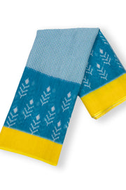 Ocean Blue Ikat Print Linen Saree 10074028