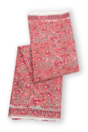 Pinkish Red Sanganeri Printed Mulmul Cotton saree 10074071