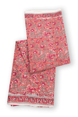 Pinkish Red Sanganeri Printed Mulmul Cotton saree 10074071