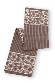 Mud Brown Dabu Printed Mulmul Cotton Saree 10074075