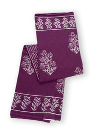 Purple Hand Block Printed Mulmul Cotton Saree 10074080