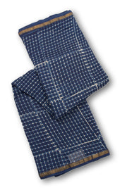 Blue Hand Block Printed Silk Cotton Saree 10074094