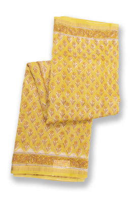 Yellow Sanganeri Print Silk Cotton Saree 10074095