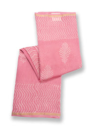 Light Pink Bagru Print Silk Cotton Saree 10074099