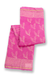 Pink Bagru Print Silk Cotton Saree 10074101