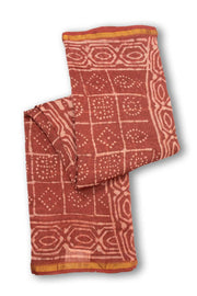 Brown Dabu Print Silk Cotton Saree 10074102