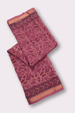 Pink Vanaspathi Printed Silk Cotton Saree 10074129