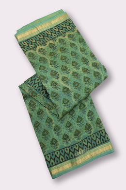 Green Vanaspathi Printed Silk Cotton Saree 10074130