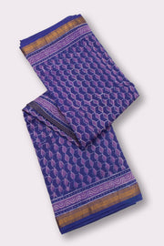 Purple Akola Dabu Printed Silk Cotton Saree 10074133