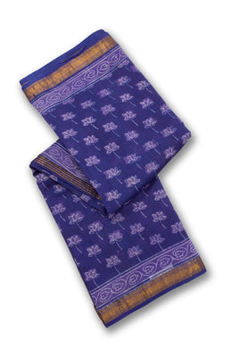 Purple Akola Dabu Printed Silk Cotton Saree 10074136