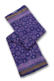 Purple Akola Dabu Printed Silk Cotton Saree 10074139