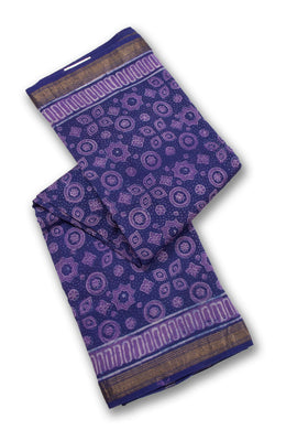 Purple Akola Dabu Printed Silk Cotton Saree 10074139