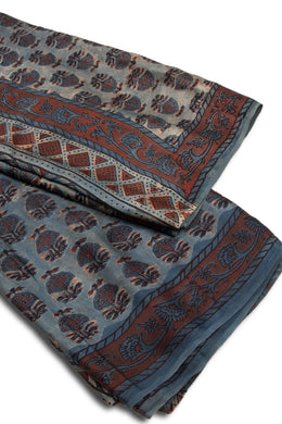 Blue Jahota Print Modal Vegan Silk Saree 10074149