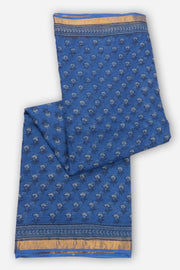 Blue Hand Block Print Kota Cotton Saree 10074151