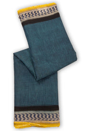 Blue Hand Block Print Kota Cotton Saree 10074153