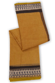 Yellow Hand Block Print Kota Cotton Saree 10074157