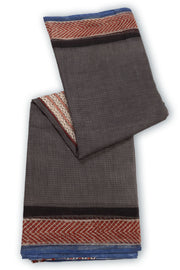 Grey Hand Block Print Kota Cotton Saree 10074163