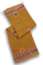 Mustard Yellow Hand Block Print Kota Cotton Saree 10074170