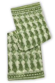 Green Hand Block Print Kota Cotton Saree 10074179