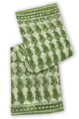 Green Hand Block Print Kota Cotton Saree 10074179