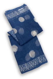 Blue Indigo Circle Design Dabu Print Kota Cotton Saree 10074181