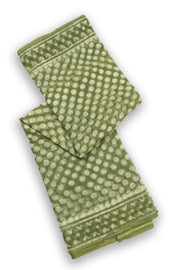 Avocado Green Dabu Print Kota Cotton Saree 10074182