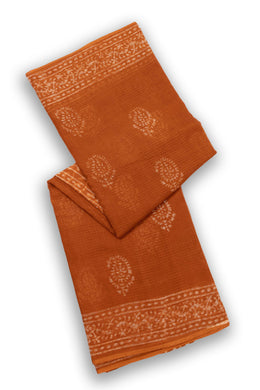Cinnamon Brown Dabu Print Kota Cotton Saree 10074184