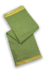 Moss Green Solid Style Kota Cotton Saree with Contrast Blouse 10074187