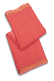 Peach Orange Solid Style Kota Cotton Saree with Contrast Blouse 10074188