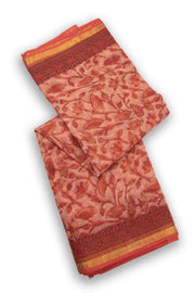 Melon Pink Vanaspathi Print Kota Cotton Saree 10074196