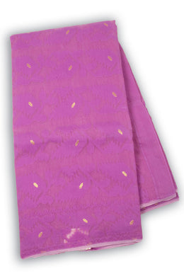 Violet Handloom Jamdani Style Cotton Saree with Blouse 10074213