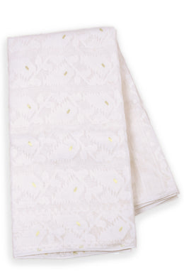 White Handloom Jamdani Style Cotton Saree with Blouse 10074215