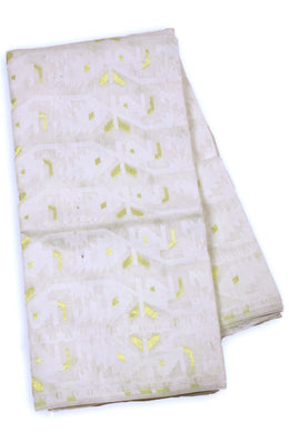 White Handloom Jamdani Style Cotton Saree 10074225