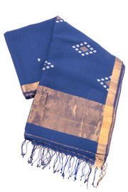 Blue Handloom Jamdani Cotton Saree 10074363