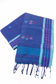 Blue Handloom Jamdani Cotton Saree 10074364