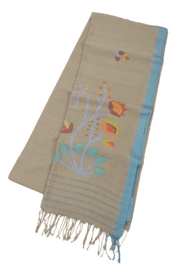 Beige Handloom Jamdani Cotton Saree 10074366