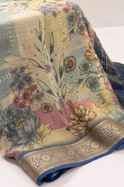 Grey Banarasi Crushed Tissue Silk Saree with Stone Work 10074374