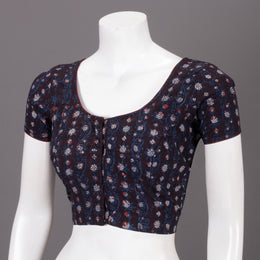 Marron Hand Block Jahota Printed Cotton Blouse 10074485